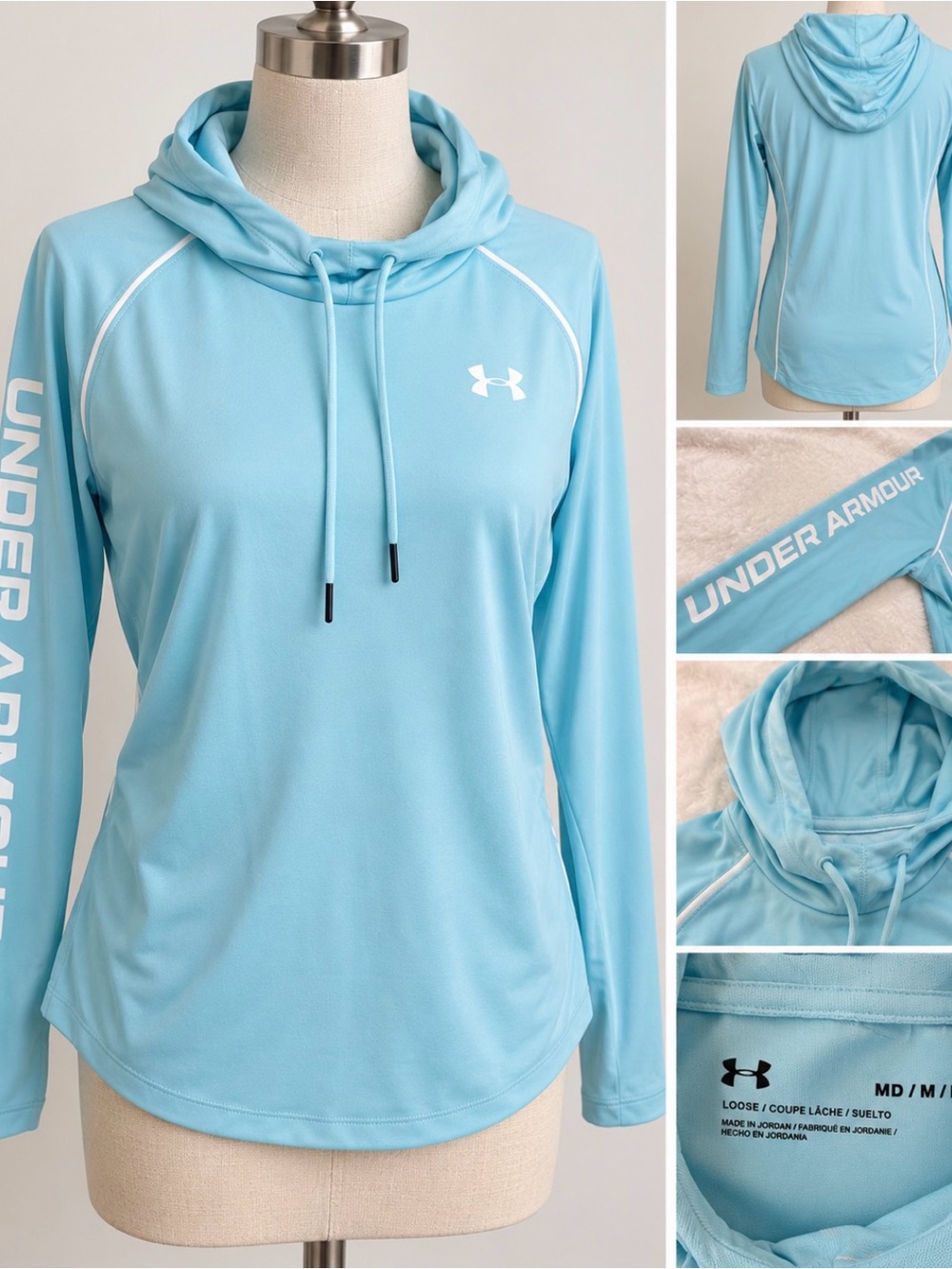 Under Armour Women’s Light Blue Hooded Performance Pullover